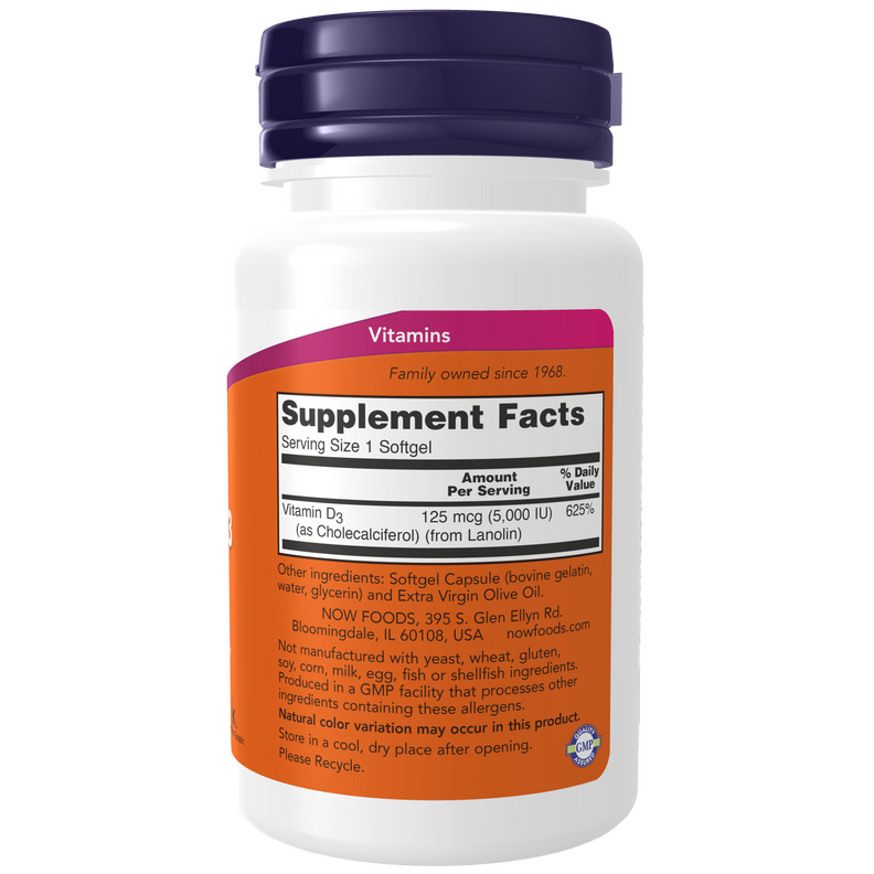 Vitamina D3 - 5,000 IU (120 softgels)
